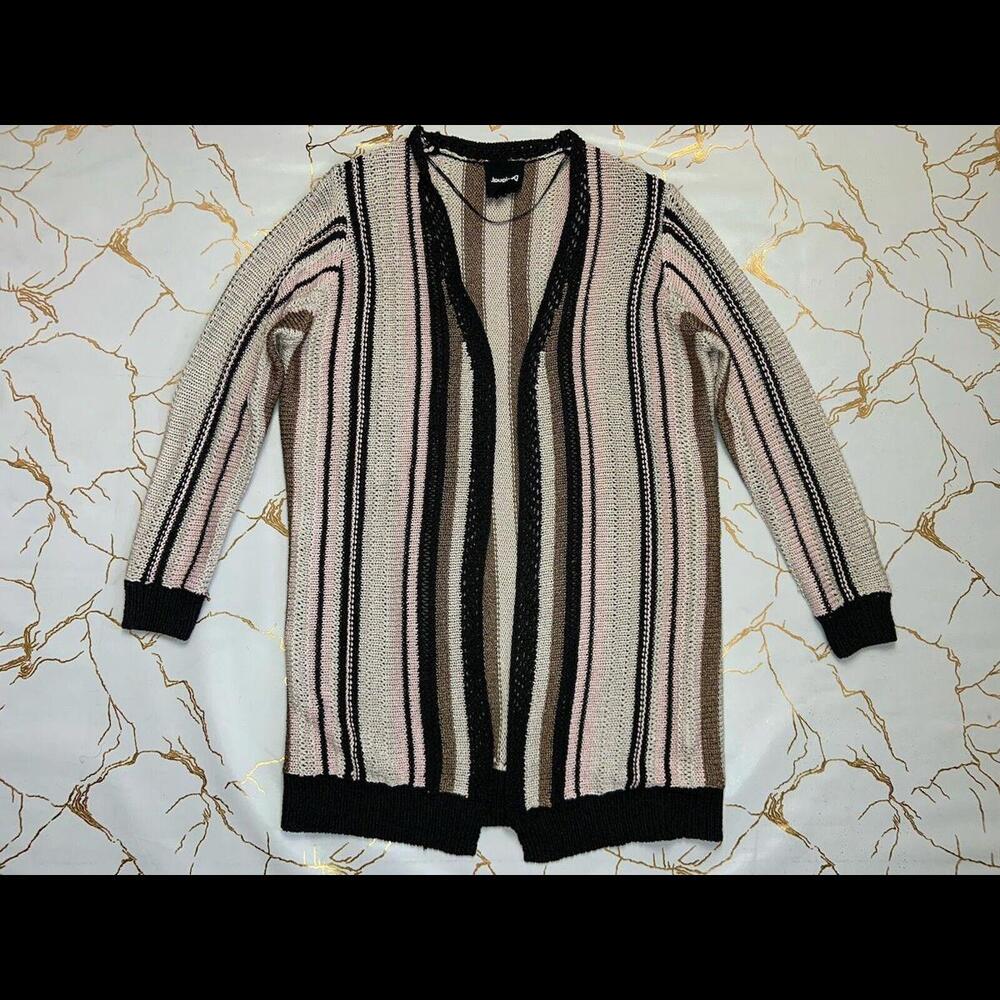 Desigual Women Multicoloured Striped Knitted Cardigan Size Large